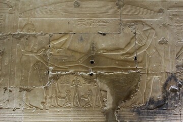 Wall Mural - Inscriptions on the walls and columns of seti 1 temple in Abydos in Sohag in Egypt