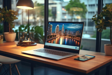 Poster - Laptop on the office desk.