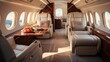 Exclusivity of a private jet interior, Exclusive retreat, VIP Haven, Grandiose luxury.