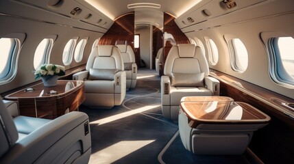 Poster - Exclusivity of a private jet interior, Exclusive retreat, VIP Haven, Grandiose luxury.