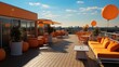 Orange new buildings, Real estate event party on the roof of the building.
