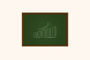 greGrowth vector diagram with arrows in hand drawn on blackboarden blackboard with drawing