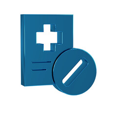 Canvas Print - Blue Medical prescription icon isolated on transparent background. Rx form. Recipe medical. Pharmacy or medicine symbol.