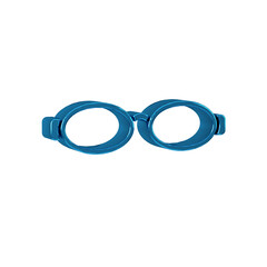 Poster - Blue Glasses for swimming icon isolated on transparent background. Goggles sign. Diving underwater equipment.