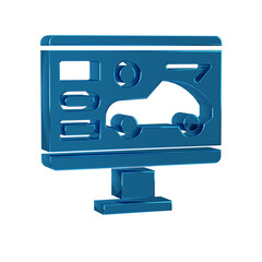 Sticker - Blue Hardware diagnostics condition of car icon isolated on transparent background. Car service and repair parts.