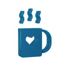 Canvas Print - Blue Coffee cup and heart icon isolated on transparent background. Couple coffee for lovers on Valentines Day.