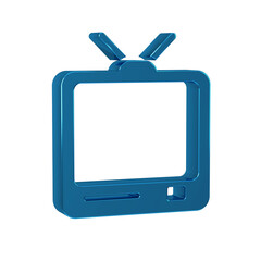 Sticker - Blue Retro tv icon isolated on transparent background. Television sign.