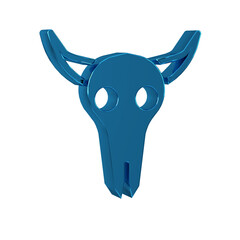 Sticker - Blue Buffalo skull icon isolated on transparent background.