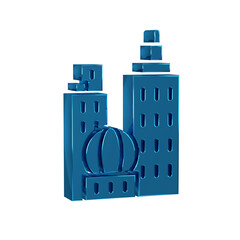 Sticker - Blue City landscape icon isolated on transparent background. Metropolis architecture panoramic landscape.