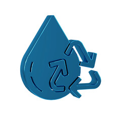 Sticker - Blue Recycle clean aqua icon isolated on transparent background. Drop of water with sign recycling.