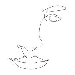 Wall Mural - Face icon line continuous drawing vector. One line girl face in profile icon vector background. beautiful female face icon. Continuous outline of Human face shape.
