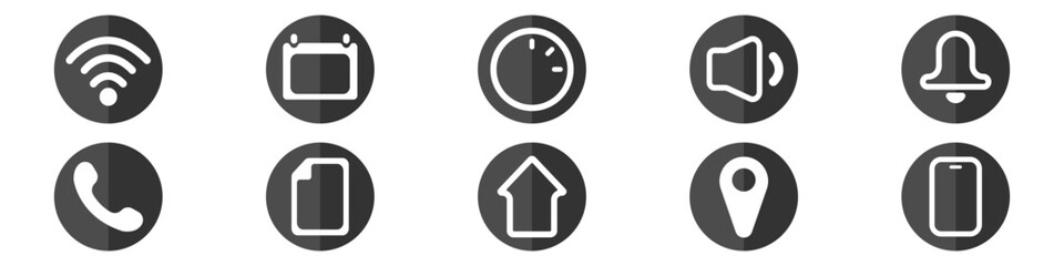 Poster - Set of web icons. Vector set of linear icons of location, time, home, file, notification, date and others. Multimedia icons set. Internet icons for websites and other uses. Vector linear illustration.