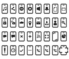 Poster - Multimedia icons vector set. Computer web icons black. Website icons. Content management system vector set. Business icons. Phone frame icons vector.