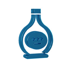 Poster - Blue Bottle of cognac or brandy icon isolated on transparent background.