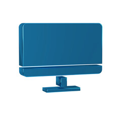 Poster - Blue Computer monitor screen icon isolated on transparent background. Electronic device. Front view.