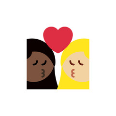 Poster - Kiss: Woman, Woman, Dark Skin Tone, Medium-Light Skin Tone 