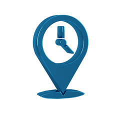 Sticker - Blue Location with clock icon isolated on transparent background.