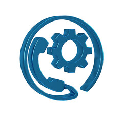 Poster - Blue Telephone 24 hours support icon isolated on transparent background. All-day customer support call-center. Full time call services.