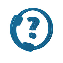 Poster - Blue Telephone 24 hours support icon isolated on transparent background. All-day customer support call-center. Full time call services.
