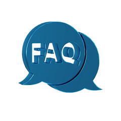 Fototapete - Blue Speech bubble with text FAQ information icon isolated on transparent background. Circle button with text FAQ.