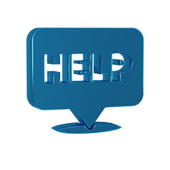 Fototapete - Blue Speech bubble with text Help icon isolated on transparent background.