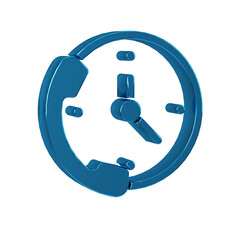 Poster - Blue Telephone 24 hours support icon isolated on transparent background. All-day customer support call-center. Full time call services.