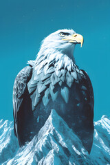 Sticker - eagle against a mountain generative ai