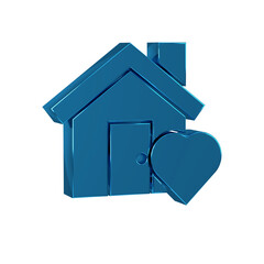 Sticker - Blue House with heart shape icon isolated on transparent background. Love home symbol. Family, real estate and realty.