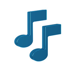 Sticker - Blue Music note, tone icon isolated on transparent background.