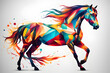 Vibrant, multi-colored artwork of a galloping horse in motion