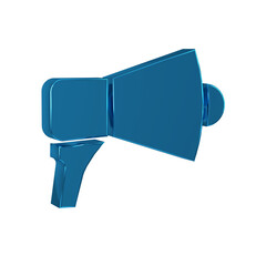 Wall Mural - Blue Megaphone icon isolated on transparent background. Speaker sign.