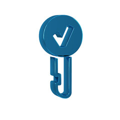 Sticker - Blue Key icon isolated on transparent background.