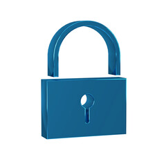 Poster - Blue Lock icon isolated on transparent background. Padlock sign. Security, safety, protection, privacy concept.