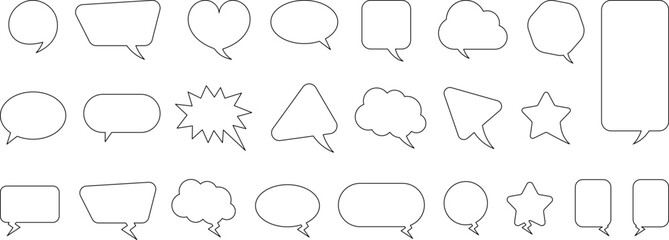 speak bubble text, message box, chatting box, cartoon set. vector illustration. balloon doodle style