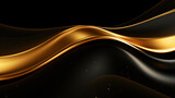 Fototapeta  - Abstract luxury swirling black gold background. Gold waves abstract background texture
