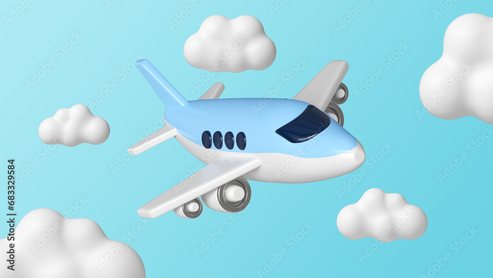 Airplane in the Sky with Clouds Stock Illustration | Adobe Stock