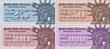 Vector set of fictitious color USA travelers cheques. The denomination of checks is 25, 250, 300 and 5000 dollars. Statue of Liberty head, seal and shield. Part 2