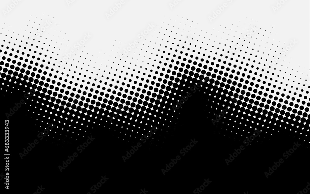 Dot pattern with halftone effect. Black white pop art gradient. Wavy ...