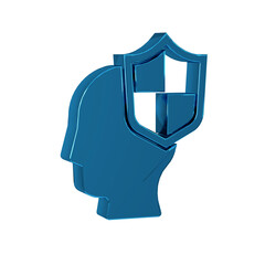 Poster - Blue Human head with shield icon isolated on transparent background.