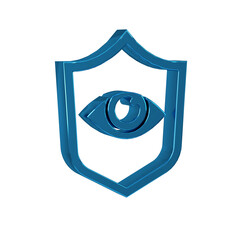 Poster - Blue Shield and eye icon isolated on transparent background. Security, safety, protection, privacy concept.