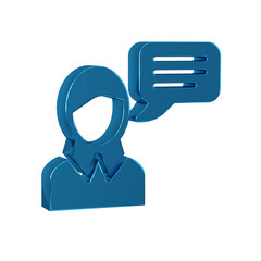 Poster - Blue Speech bubble chat icon isolated on transparent background. Message icon. Communication or comment chat symbol.