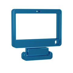 Poster - Blue Computer monitor screen icon isolated on transparent background. Electronic device. Front view.