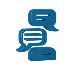 Poster - Blue Speech bubble chat icon isolated on transparent background. Message icon. Communication or comment chat symbol.