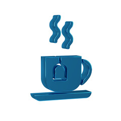 Poster - Blue Cup of tea with tea bag icon isolated on transparent background.