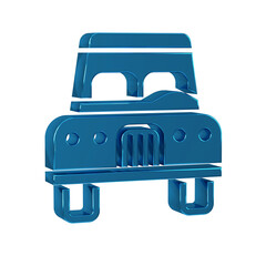Poster - Blue Car icon isolated on transparent background. Front view.