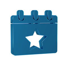 Sticker - Blue Day calendar with date July 4 icon isolated on transparent background. USA Independence Day. 4th of July.