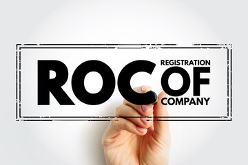Poster - roc - registration of company acronym text stamp, business concept background