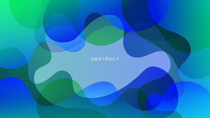 Poster - Green and blue waves. Futuristic abstract background with curved shapes and bright fluid colors. Vibrant color gradients for creative graphic design. Vector illustration.
