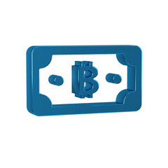 Poster - Blue Cryptocurrency bitcoin icon isolated on transparent background. Blockchain technology, digital money market.