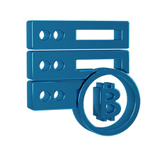 Poster - Blue Server bitcoin icon isolated on transparent background.